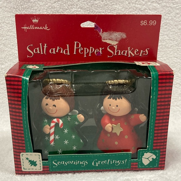 Hallmark green red angel salt and pepper shakers - Picture 1 of 6